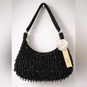 Elegant Black Beaded Shoulder Bag